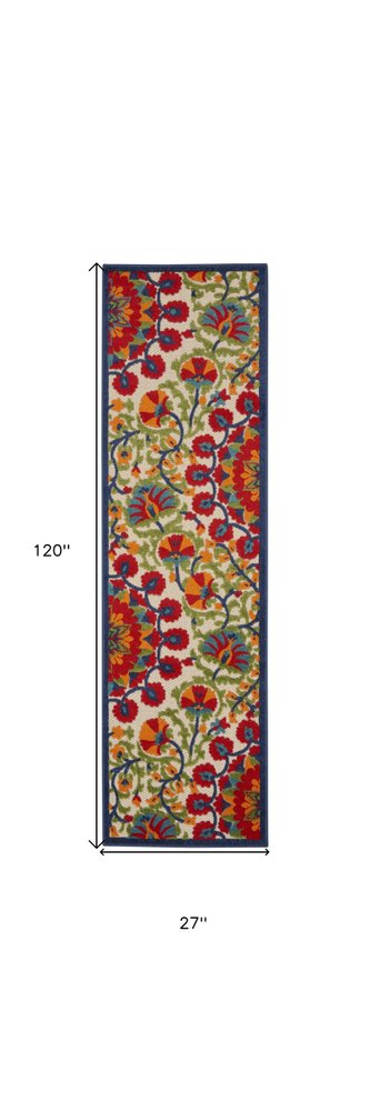 Red and Multicolor Indoor Outdoor Runner Rug